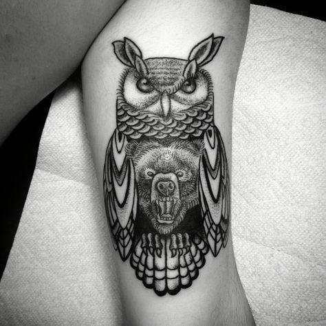 Mendi Design, Owl Tattoo Ideas, Owl Bear, Owl Tattoo Design, Bear Tattoos, Design Henna, Bear Tattoo, Owl Tattoo, Tucson Arizona