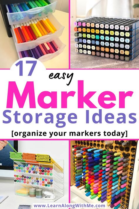 Do you have markers all over the place? Get them organized with one of these marker storage ideas. 
You can use many of these ideas for Copic marker storage, for Crayola markers, Prismacolor markers, and more. 


Get started with these helpful craft storage ideas - get your markers organized and stored away nicely today.

#markerstorageideas  #craftstorage #craftorganization Marker Storage Ideas, Diy Marker Storage, Marker Organization, Copic Marker Storage, Colored Pencil Storage, Craft Storage Ideas, Craft Room Organization Diy, Diy Marker, Prismacolor Markers