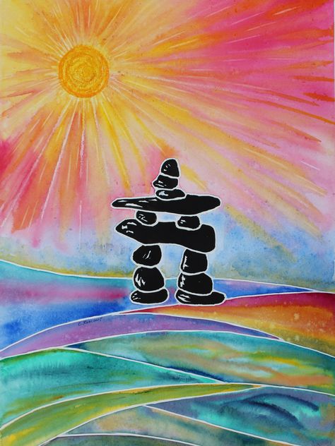 Beautiful Weekend, Southwestern Art, Pressed Paper, Inuit Art, Watercolor Tree, Sun Shine, Quirky Art, Watercolor Rainbow, Rainbow Colours