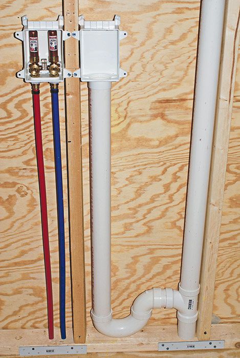 Washing Machine Plumbing, Laundry Plumbing, Laundry Room Plumbing, Pex Plumbing Diy, Plumbing Diagram, House Plumbing, Plumbing Layout, Pex Plumbing, Fine Homebuilding