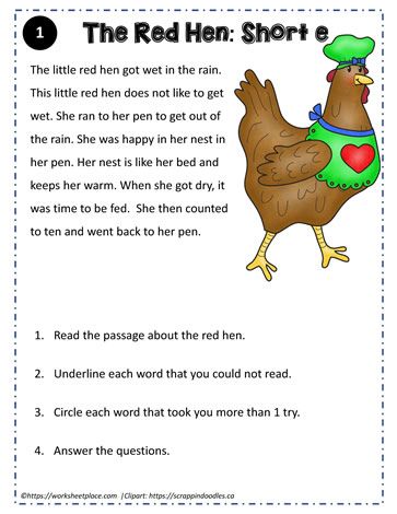 Cvc Short Stories, Cvc Stories Free, Cvc Story Short Vowels, Cvc Reading Comprehension, Short E Sound, Free Reading Passages, Best Teacher Quotes, Short E Words, First Grade Reading Comprehension