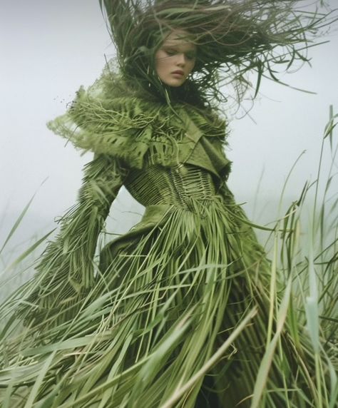 Moss Costume, Nature Runway, Hyper Fashion, Fashion Inspired By Nature, Forest Fairy Aesthetic, Costume Fleur, Forest Fashion, Botanical Fashion, Nature Inspired Fashion