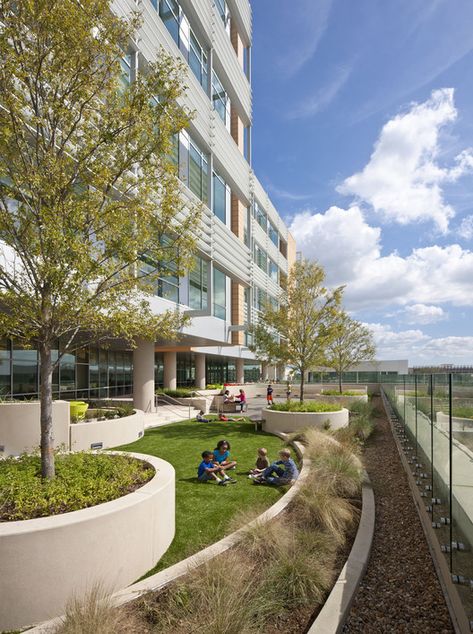 Rooftop Forest, Healing Garden Design, Children Hospital Design, Hospital Design Architecture, Healthcare Interior Design, Hospital Architecture, Healthcare Architecture, Children Hospital, New Hospital