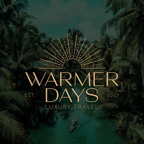 Primary/main logo design for Warmer Days #logodesign #travellogo #travelling #travelinspo #travelagent #summervibes #luxurydesign #sunlogo Resort Branding Design, Luxury Travel Branding, Island Logo, Luxury Travel Logo Design, Logo For Travel Company, Travel Company Logo Tourism, Sun Logo, Travel Brand, Travel Logo