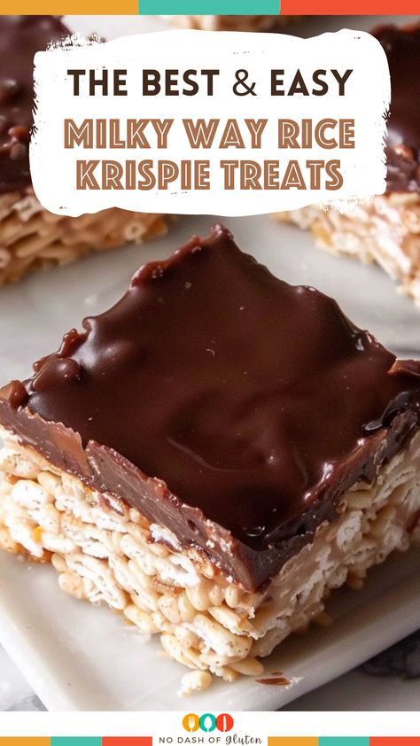 Milky Way Rice Krispie Treats Milky Way Bars Recipe, Rice Krispie Millionaire Bars, Homemade Milky Way, Krispie Treats Recipe, Best Party Food, Gluten Free Desserts Recipes, History People, Bar Cookies, Rice Krispie Treats