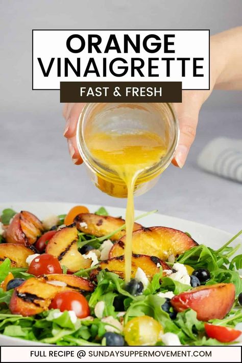 Orange Vinaigrette Orange Juice Dressing Citrus Vinaigrette, Orange Vinegarette Dressing Recipe, Orange Juice Salad Dressing, Salad Dressing With Orange Juice, Recipe Using Orange Juice, Vinegrette Recipe, Carbless Meals, Orange Juice Chicken, Orange Vinaigrette Dressing