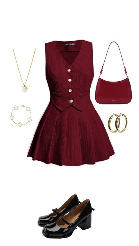 #red #outfit #inspo #elegant #fashion #fyp #outfitcheck #ootd #style Outfit Inspo Elegant, Jazz Outfit, Red Wardrobe, Red Velvet Outfit, Collage Outfit, Red Christmas Outfit, Jazz Outfits, Red Collage, Outfit Anime