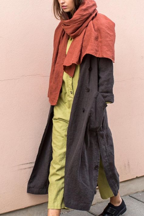 Light terracotta linen scarf. Our linen scarf is perfect for any weather as it protects you from cold and wind and the same time it is breathable. Scarf is big in size and fits perfectly for a man and a woman. Scarf size is 70 x 195 cm / 27.55 x 76.77 inches.  The scarf is made from medium light Fall Scarf, Scarf Ideas, Linen Shawl, Womens Scarf, Linen Scarf, Scarf Outfit, Linen Fashion, Linen Scarves, Fall Scarves