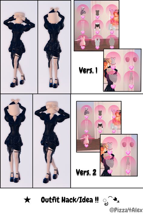 ★ᯓ Outfit Hack/Idea !!  ೃ⁀➷  All made by me .  Vers. 1 has the lana shirt code on, idk why it didn't show on the picture, maybe a glitch idk :P  Don't copy it n post it on ur acc. (That's Stealing !!) Don't repost, unless u give credits !  #DTI #DressToImpress #Roblox #Hack #OutfitHack #OutfitIdea #Idea #Outfit Lana Shirt, Emo Party, Fancy Dress Code, Vip Dress, Coding Shirts, Shirt Hacks, Aesthetic Roblox Royale High Outfits, Baddie Outfits Ideas, Anime Hair