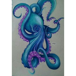 Octopus! Octopus Thigh Tattoos, Octopus Tattoo Sleeve, Kraken Tattoo, Octopus Drawing, Octopus Painting, Octopus Tattoo Design, Octopus Tattoos, Desen Realist, Sea Stars