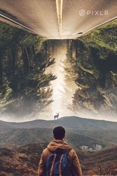 Upside Down World Art, Dream Scape Art, Upside Down Forest, Dream Big Aesthetic, Mascara Aesthetic, Big Aesthetic, Upside Down World, Scenic Mountains, Fantasy Surrealism