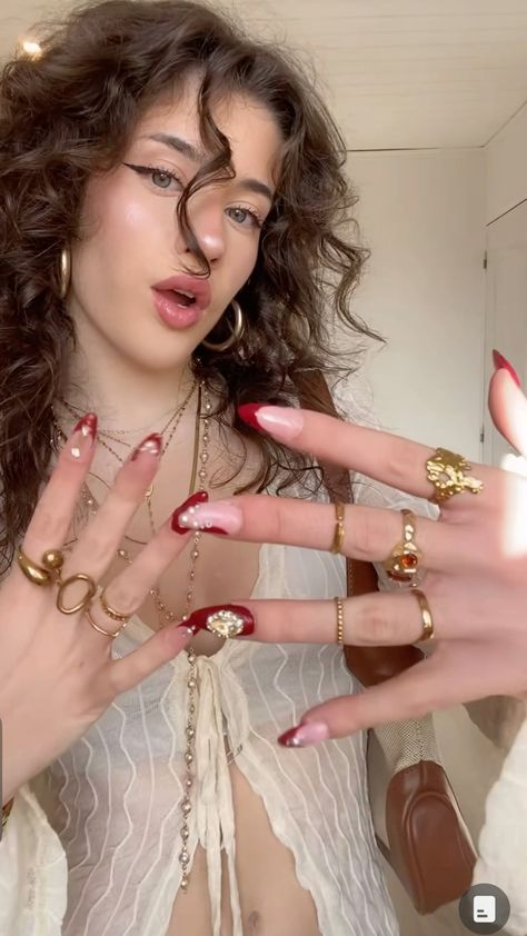 Hand Accessories Aesthetic, Accesories Outfit Jewelry, Artist Statement Examples, Maximalist Accessories, Attention Grabber, Nails Pretty, Cherry Nails, Simple Gel Nails, Cute Relationship Photos