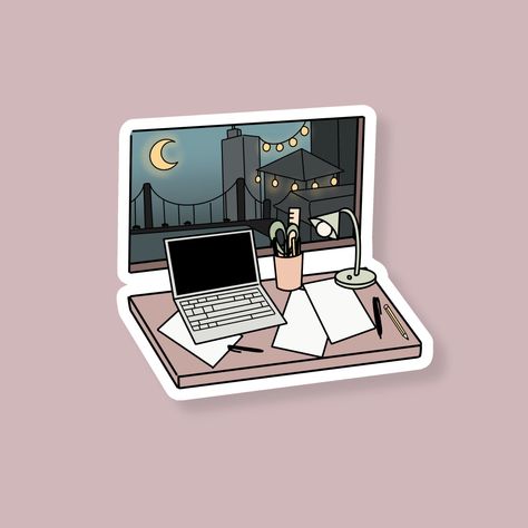 Late Night Study Vinyl Sticker | Late Night W Writing Stickers Aesthetic, Study Stickers Aesthetic, Cute Study Stickers, Studying Stickers, Late Night Work, Night Stickers, Sticker Journaling, Late Night Study, Study Stickers