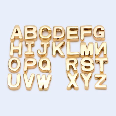 Alphabet Charms, English Letter, 26 Letters, Letter Beads, Wholesale Beads, Jewelry Making Supplies, Real Gold, Jewelry Findings, You Choose