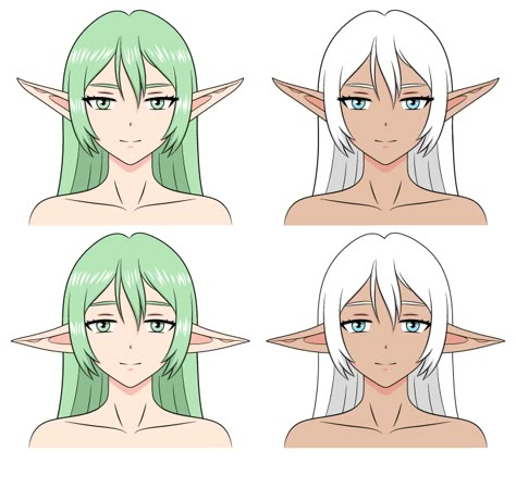 Elf Ear Reference Drawing, How To Draw Elf Ears, Elf Ears Drawing Reference, Elf Ears Anime, Draw Elf Ears, Anime Elf Ears, Elf Ears Drawing, Hair Doodles, Elf Hair