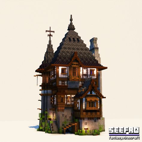 Medieval fantasy minecraft townhouse build