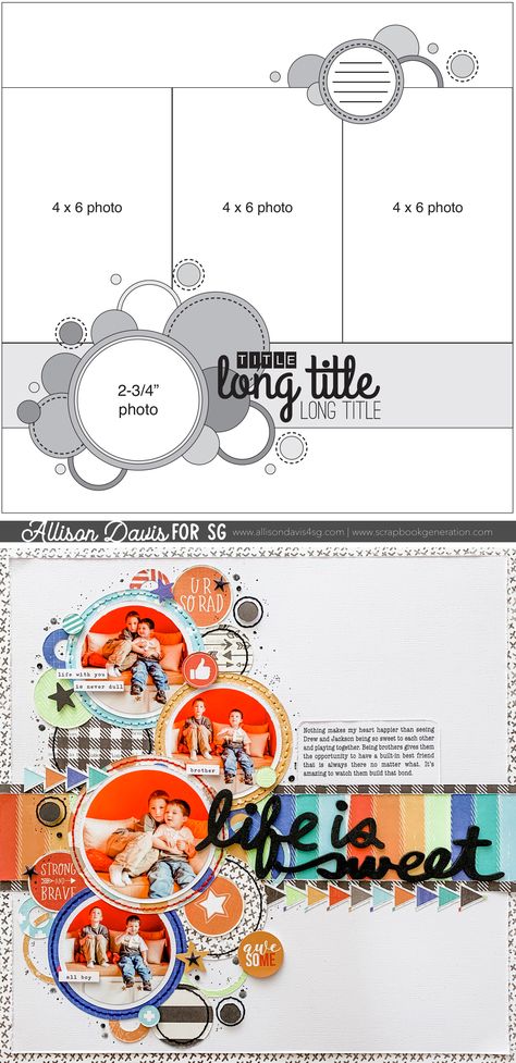 Scrapbook Page Layouts Templates, Circle Scrapbook, Scrapbook Sketches 12x12, One Page Layout, Scrapbook Planning, School Scrapbook Layouts, Scrapbook Generation, Scrapbook Design Layout, Beautiful Scrapbook Layouts