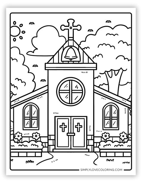 Free church coloring pages are the perfect activity for homeschooling, classrooms, teachers, kids' activities, and educational activities. Church Activity Sheets, Church Coloring Pages, Sunday School Activity Sheets, Sunday School Coloring Sheets, Music Coloring Sheets, Sunday School Worksheets, Sunday School Printables, Free Bible Coloring Pages, Bible Study Activities