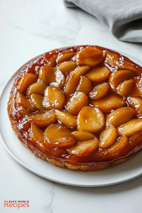 French Tarte Tatin Recipe (Apple Tart) - EasyWorldRecipes Apple Tatin Recipe, Tart Tatin, French Apple Tart Recipe, Italian Main Dishes, Tarte Tatin Recipe, French Apple Tart, Apple Tart Recipe, Tart Baking, Apple Tart