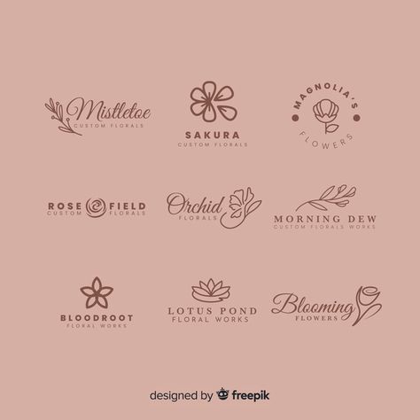 Flower Shop Logo Design Ideas, Logo Flor, Rose Line Art, Logo Flower, Logo Generator, Floral Words, Florist Logo, Vintage Logos, Flower Branding