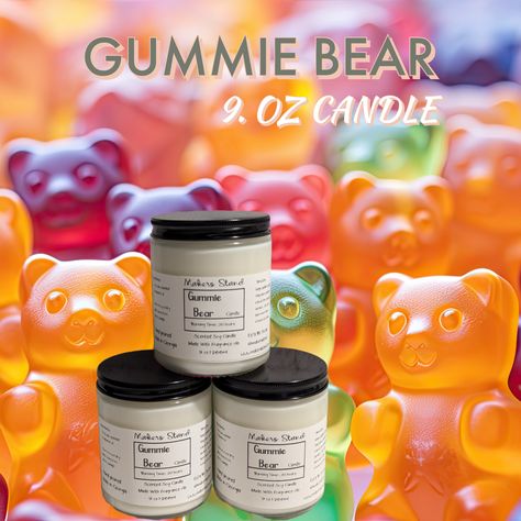 Gummy Bears candle (9oz) | Makers Stand Bear Candle, Juicy Watermelon, Cut Watermelon, Candle Maker, Summer Snacks, Pink Grapefruit, Honeydew, Gummy Bears, Lemon Grass