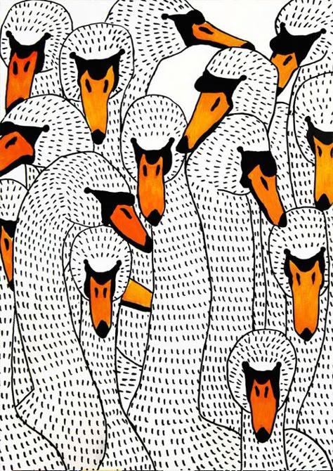 Art And Illustration, Student Art, Bird Art, Art Classes, Doodle Art, Ducks, Pattern Art, Animal Art, Art Inspo