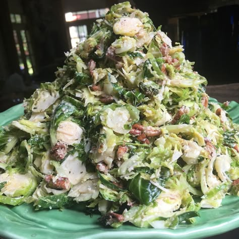 Recipe: Brussels Sprout Caesar Salad - YUM! Cesar Salad Brussel Sprouts, Cesar Brussel Sprout Salad, Brussels Sprouts Caesar Salad, Cesar Brussel Sprouts, Caesar Brussel Sprouts, Shaved Brussel Sprouts Salad, Main Salad, Fresh Summer Salad, Recipes For Summer