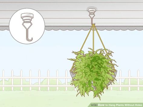 Ways To Hang Plants Outside, How To Hang A Potted Plant, How To Hang Plants On Porch, How To Hang Hanging Plants, Hanging Plant Hanger, Hanging Plant Baskets On Wall, Indoor Hanging Basket Ideas, Hanging Plants No Holes, Clever Ways To Hang Plants