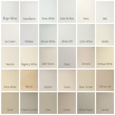 Eggshell Paint Color, Calming Paint Colors, White Wall Paint, Birth Colors, Off White Walls, Paint Color Chart, Lime Paint, Chalk Paint Colors, Chalk Paint Projects