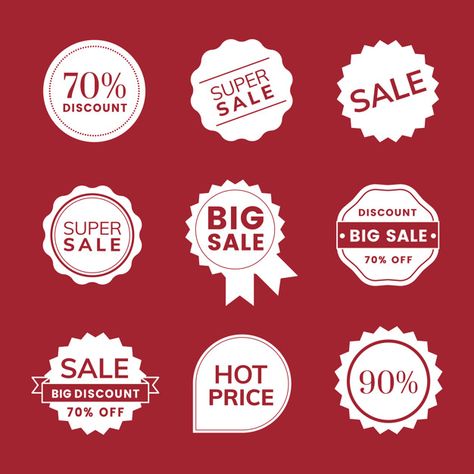 Set of promotion badge vectors | Free Vector #Freepik #freevector Childrens Dolls, Food Promotion, Free Illustration Images, Ads Design, Banner Ads Design, Discount Banner, Red Paper, Badge Design, Discount Card