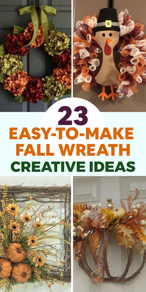 Explore a variety of charming Fall wreath DIY ideas to infuse your home with seasonal spirit. Discover innovative ways to craft personalized wreaths using simple materials like leaves, pine cones, and twine. Embrace the beauty of autumn as you adorn your front door with these warm and colorful creations that exude a festive ambiance. Engage in creative projects that add a touch of coziness to your living space while celebrating the essence of the season. Wreath Diy Ideas, Season Craft, Fall Wreath Ideas, Fall Yard Decor, Fall Landscaping, Elegant Fall Wreaths, Turkey Wreath, Personalized Wreaths, Fall Leaf Wreaths