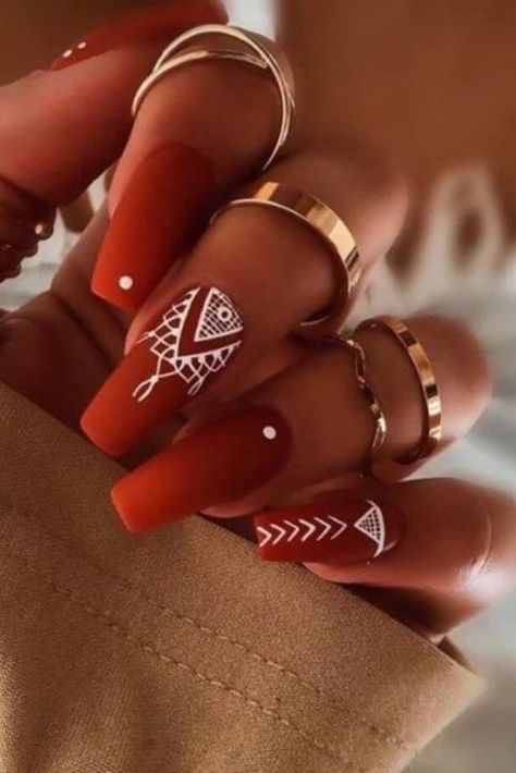 Nail Trends Winter, Country Nail Designs, Country Acrylic Nails, Rodeo Nails, Cowboy Nails, Indian Nails, Western Nails, Boho Nails, August Nails