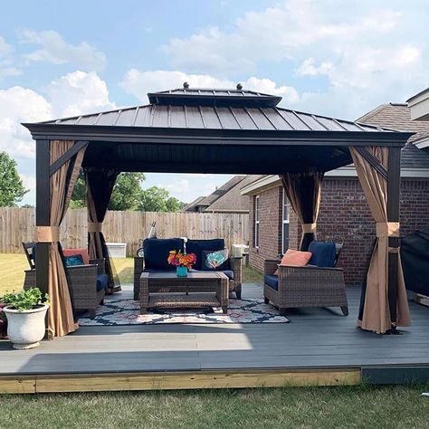 Gazebo With Curtains, Permanent Gazebo, Hot Tub Gazebo, Aluminum Gazebo, Grill Gazebo, Canopy Tent Outdoor, Hardtop Gazebo, Modern Pergola, Gazebo Canopy