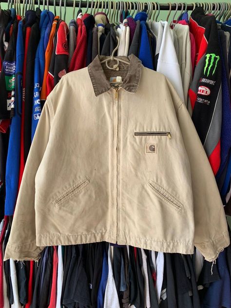 Vintage VINTAGE CARHARTT DETROIT HARRINGTON WORK DISTRESSED JACKET | Grailed Cathartic Jacket, Carhartt Jacket Outfits, Work Jacket Outfit Men, Detroit Jacket Outfit, Work Jacket Outfit, Carhartt Detroit Jacket Outfit, Carhartt Jacket Outfit, White Jacket Outfit, Carhartt Work Jacket