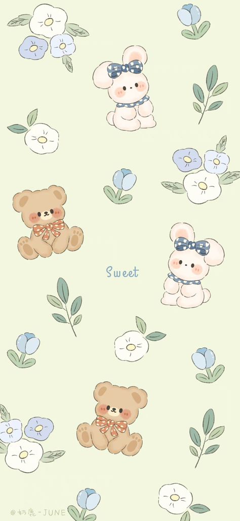 Cute Puppy Illustration, Bunny And Bear Wallpaper, Cute Home Screen Wallpaper, Iphone Wallpaper Cat, Jelly Wallpaper, Cute Wallpapers For Ipad, Future Wallpaper, Cute Mobile Wallpapers, Bunny Wallpaper