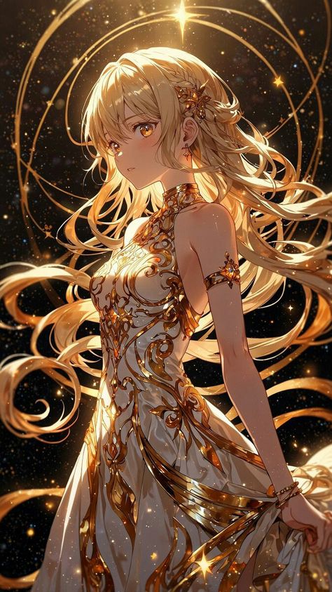 Anime Goddess Art, Golden Princess, Glowing Art, Queen Art, Anime Inspired Outfits, Anime People, Princess Art, Anime Princess, Cute Anime Wallpaper