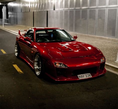 Red Racing Car, 1995 Mazda Rx7, Jdm Mazda Rx7, Mazda Fd Rx7, Red Jdm Cars, Red Cars Aesthetic, Red Mazda Rx7, Mazda Miata Rx7, Car Interior Ideas