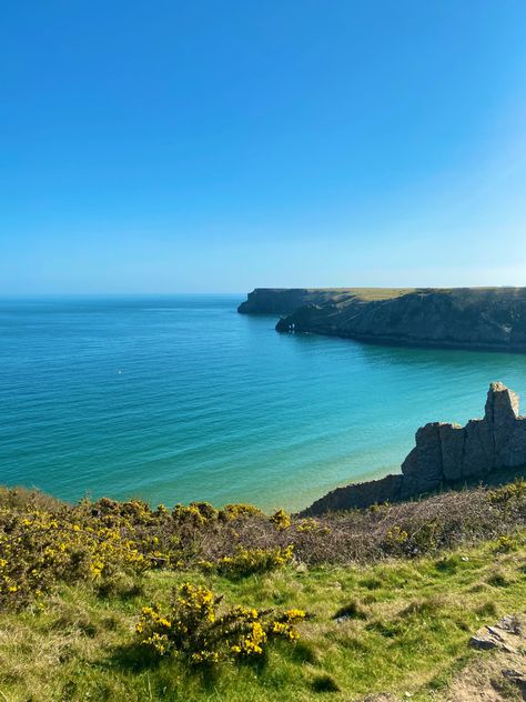 Barafundle bay📍 Barafundle Bay, West Wales, Ocean Blue, Blue Sea, Blue Ocean, Wales, Water, Blue, Quick Saves