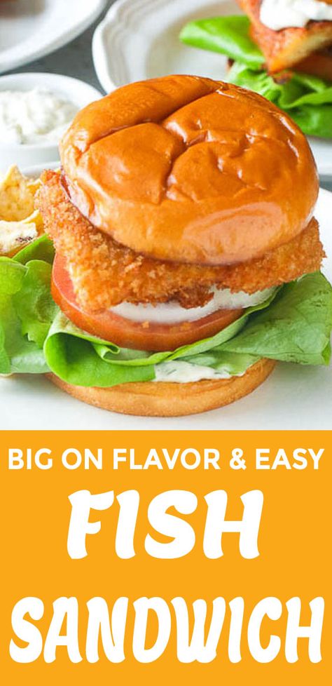 Fish Fillet Sandwich, Fried Fish Sandwich, Fish Sandwich Recipes, Homemade White Bread, Homemade Tartar Sauce, Bites Recipes, Healthy Food Menu, Fried Fish Recipes, Fish Sandwich