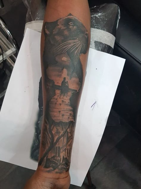 Guyanese Tattoo Ideas, Guyana Tattoo Ideas, Liberian Tattoos, Ghana Tattoo Ideas, Jungle Themed Tattoo, Jamaican Tattoo Ideas For Men, Guyana Tattoo, African Tattoo Ideas For Men, Jamaica Tattoo Ideas