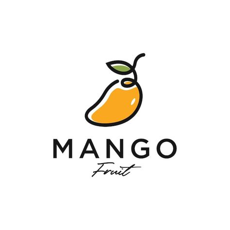 Mango Logo Design Ideas, Banana Logo Design Ideas, Mango Tattoo Minimalist, Guava Logo, Food Logo Design Ideas Creative, Mango Logo Design, Mango Illustrations, Fruits Logo, Vegetable Logo