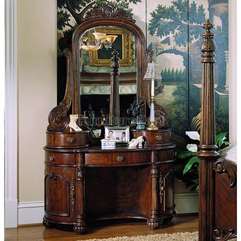 Edwardian Vanity with Mirror - $1,899.25 Entryway Decorating, Wood Makeup Vanity, Ideas Entryway, Entryway Design, Pulaski Furniture, Dressing Table Vanity, Antique Vanity, Foyer Decorating, Victorian Furniture