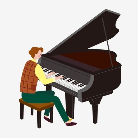 Playing Piano Illustration, Man Playing Piano, Piano Png, Music Png, Play The Piano, Piano Art, Playing The Piano, Play Piano, Action Verbs