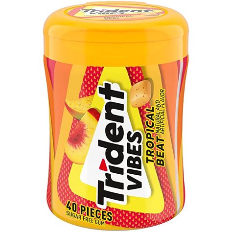 Trident Gum, Kawaii Logo, Gum Flavors, Sugar Free Gum, Flavored Sugar, Sour Patch Kids, Peach Mango, Care Packages, Chewing Gum