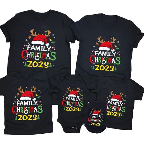 Matching Family Christmas Pajamas Shirts, Family Christmas Tshirt Ideas, Christmas T Shirt Ideas Family, Christmas Family Shirts Ideas, Merry And Bright Shirt, Matching Family Christmas Shirts, Wifey Sweatshirt, Family Couple, Christmas T Shirt Design