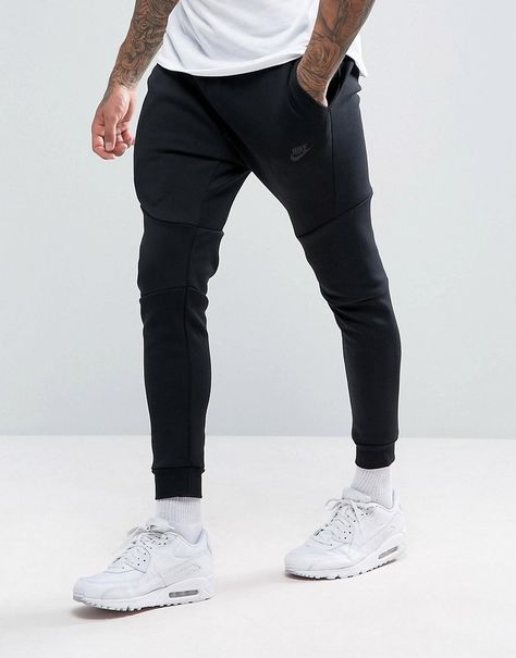 Nike Tech Fleece Skinny Joggers In Black 805162-010 Nike Tech Fleece Black, Taper Pants, Nike Tech Fleece Hoodie, Tech Fleece Hoodie, Slim Fit Joggers, Men Nike, Outfits Hombre, Joggers Outfit, Nike Joggers