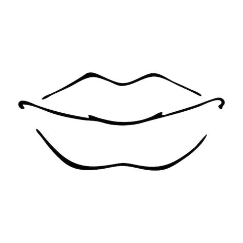 Lips Line Drawing, Shhh Lips, Lips Line Art, Black And White Lips, Ink Line Art, Lips Sketch, Body Type Drawing, Lips Photo, Monochrome Black And White