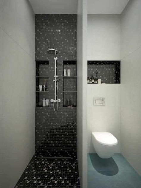 تصميم دورة مياه, Makeover Kamar Mandi, Small Bathroom Remodel Designs, Bilik Air, Modern Bathroom Tile, Wall Decorating, Decor Ikea, Small Bathroom Makeover, Tiny Bathrooms