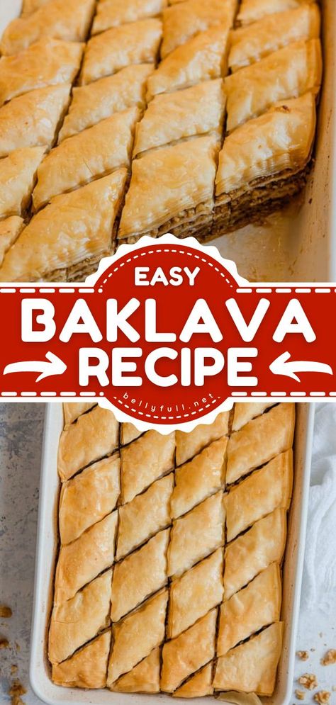 Baklava Recipe, dessert ideas, easy sweet treats Easy Baklava Recipe, Easy Baklava, Philo Dough, Baklava Recipe Easy, Phyllo Dough Recipes, Showstopper Dessert, Phyllo Recipes, Baklava Recipe, Armenian Recipes