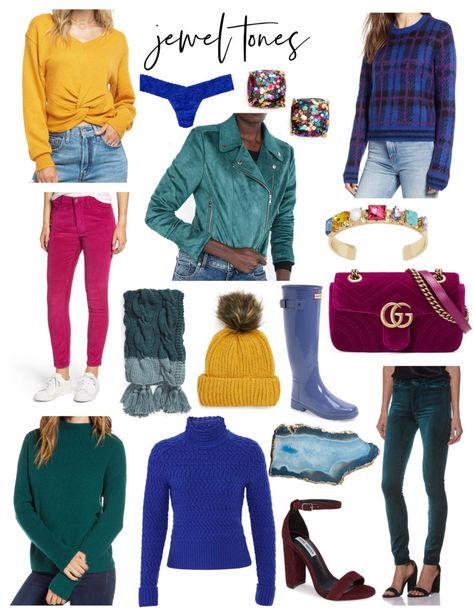 Jewel Tones, jewel tone outfit ideas, jewel tone outfit inspiration, jewel tone clothing Jewel Tone Outfits Fall, Jewel Tone Wardrobe, Jewel Tones Outfit, Jewel Toned Outfits, Jewel Tone Outfits, Outfit Inspo Birthday, Burnished Winter, Jewel Tones Fashion, Christmas Outfit Ideas For Family